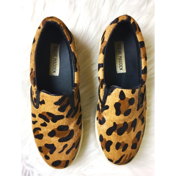 Steve Madden Leopard Pony Hair Slide On Loafers - Picture 3 of 5